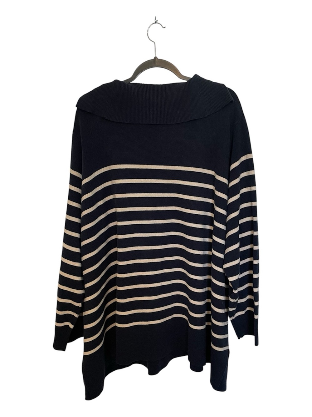 Ulla Popken Navy and White Stripe Sweater - Picture 3 of 5